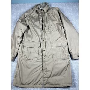 Vintage LL Bean Freeport Maine Wool Lined Long Trench Coat Chore Jacket USA L